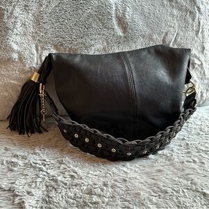 Nine West Elegant Black Faux Leather Hobo Shoulder Bag